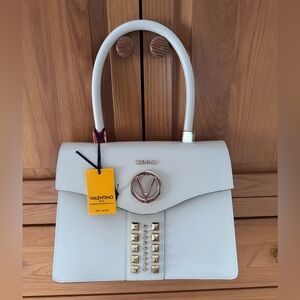 Valentino White Handbag with Gold Accents